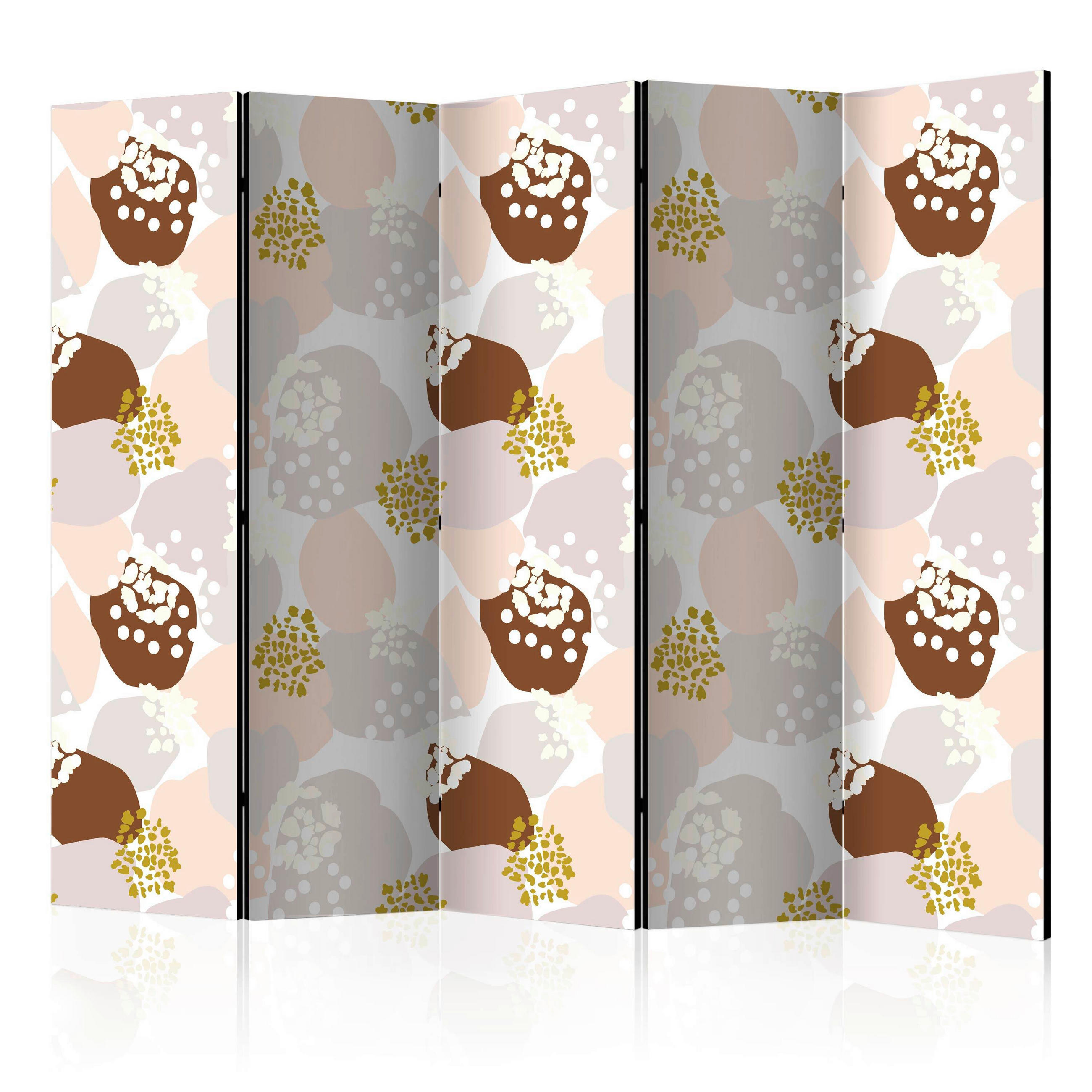 SKÄRMVÄGG  i trä, textil  brun, vit  - vit/brun, Basics, trä/textil (225/172/3cm) - artgeist