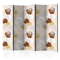 SKÄRMVÄGG  i trä, textil  brun, vit  - vit/brun, Basics, trä/textil (225/172/3cm) - artgeist