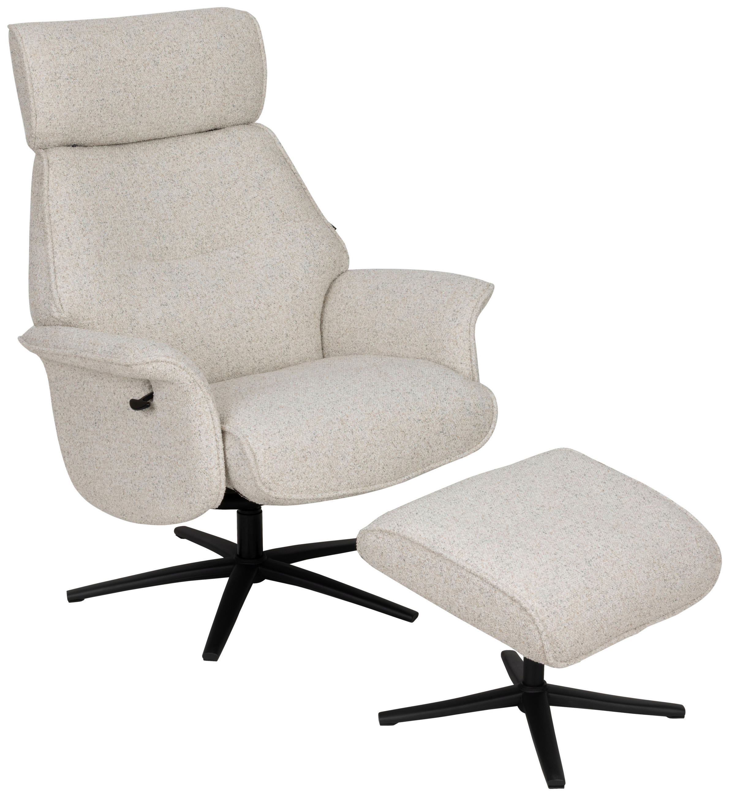 RELAXSESSELSET Bouclé    - Creme/Schwarz, Design, Holz/Textil (77/108/81cm) - Livetastic