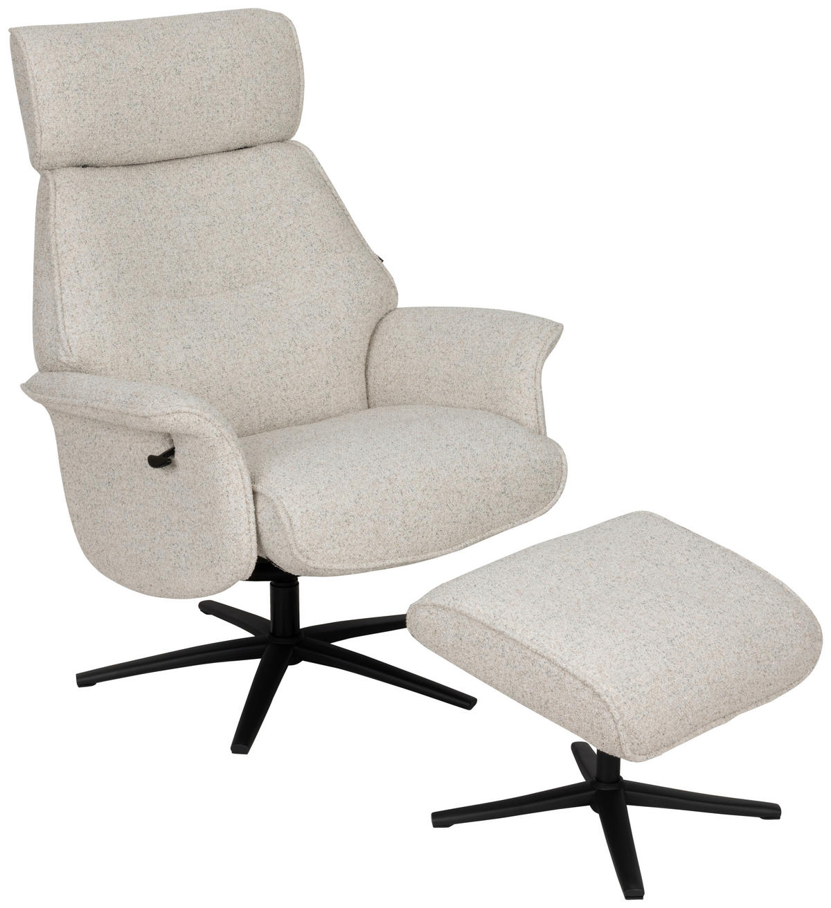 RELAXSESSELSET Bouclé    - Creme/Schwarz, Design, Holz/Textil (77/108/81cm) - Livetastic