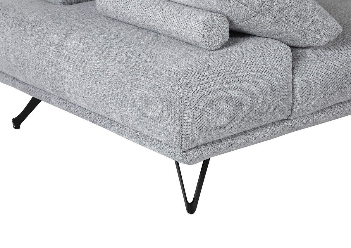 ECKSOFA in Flachgewebe Grau  - Schwarz/Grau, Konventionell, Textil/Metall (310/240cm) - MID.YOU