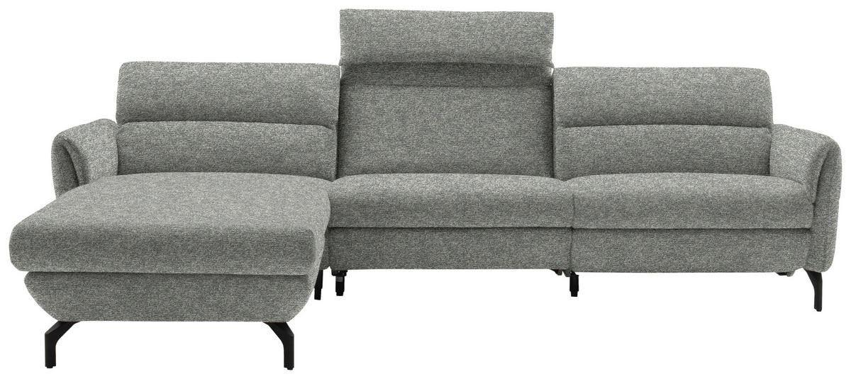 ECKSOFA in Chenille Hellgrau, Grau  187/299 cm  - Hellgrau/Schwarz, Design, Textil/Metall (187/299cm) - Schöner Wohnen