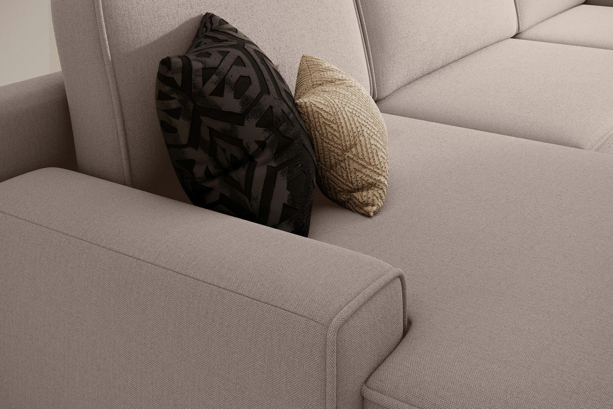 WOHNLANDSCHAFT CHALLENGE Taupe Struktur  - Taupe/Schwarz, MODERN, Kunststoff/Textil (168/333/168cm) - Trendmanufaktur