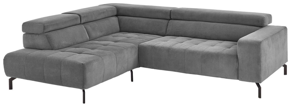 ECKSOFA Anthrazit Cord  - Anthrazit/Schwarz, Design, Textil/Metall (214/261cm) - Beldomo Style