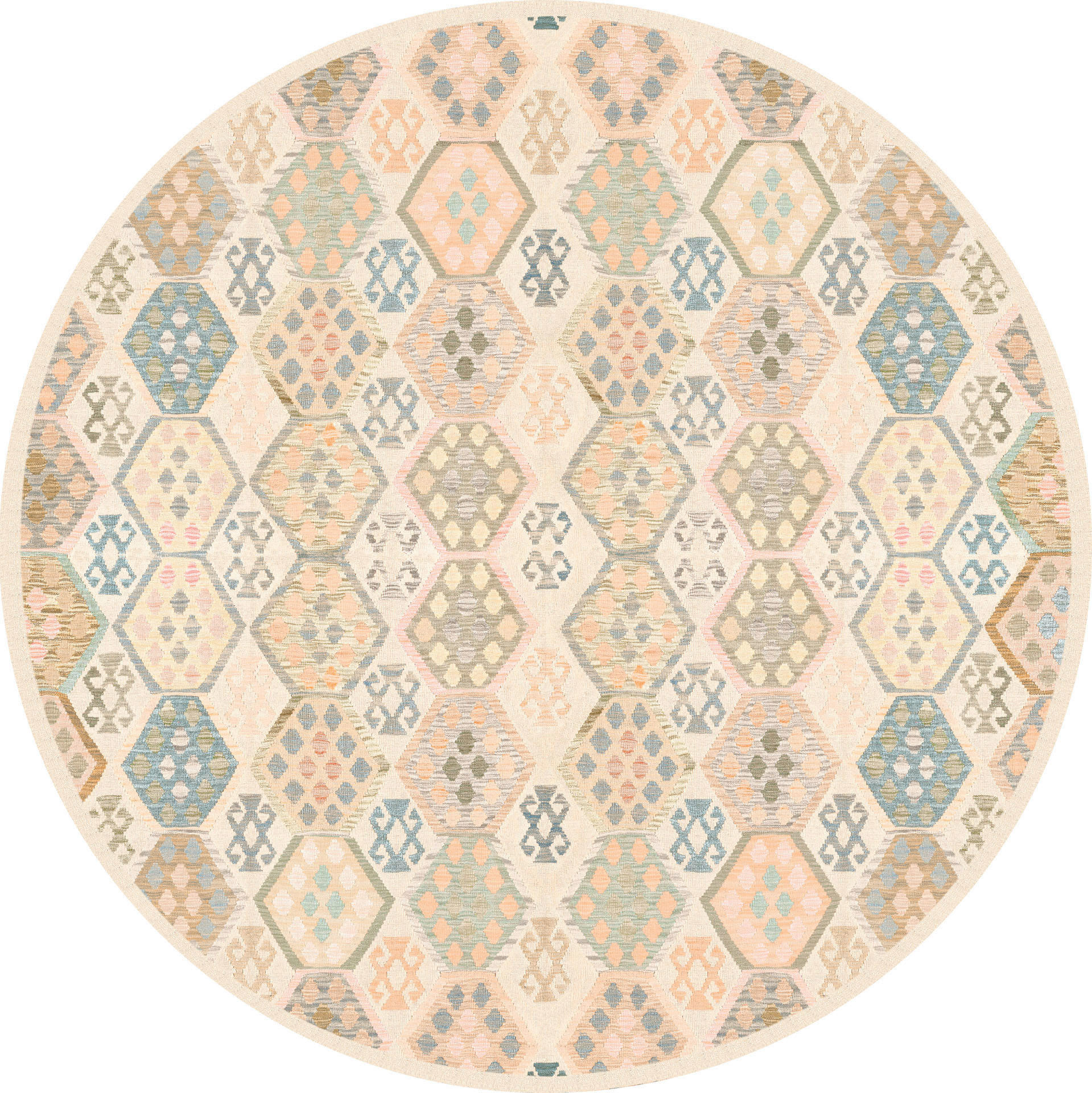 VINTAGE-TEPPICH 200 cm Ondea Parviza Sandfarben, Hellrosa, Blaugrau rund  - Sandfarben/Hellrosa, LIFESTYLE, Kunststoff/Textil (200cm) - Lindorug