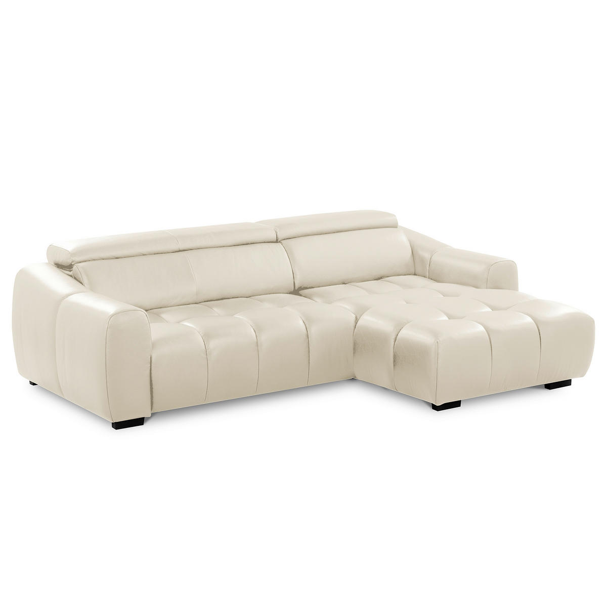 ECKSOFA  Echtleder Creme  - Creme/Schwarz, Design, Leder/Kunststoff (274/177cm) - Livetastic