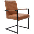 ARMLEHNSTUHL in Eisen Echtleder pigmentiert - Cognac/Schwarz, Design, Leder/Metall (55/91/64cm) - Ambia Home