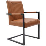 ARMLEHNSTUHL  in Eisen Echtleder pigmentiert  - Cognac/Schwarz, Design, Leder/Metall (55/91/64cm) - Ambia Home