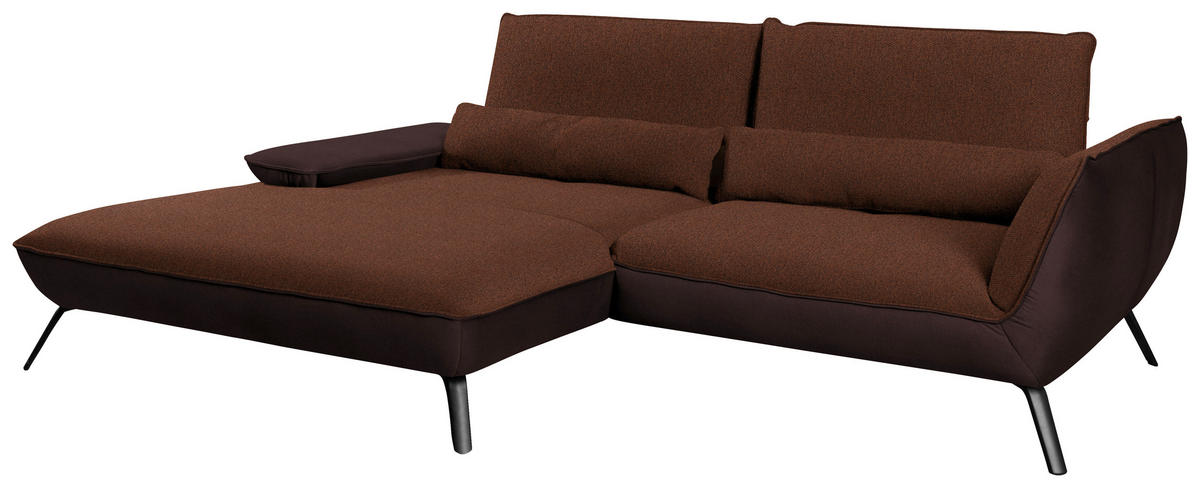 ECKSOFA in Flachgewebe Kupferfarben  191/273 cm  - Schwarz/Kupferfarben, Design, Textil/Metall (191/273cm) - Moderano