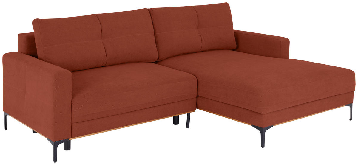 ECKSOFA in Rostfarben  - Rostfarben/Schwarz, Modern, Textil/Metall (238/162cm) - Ondega