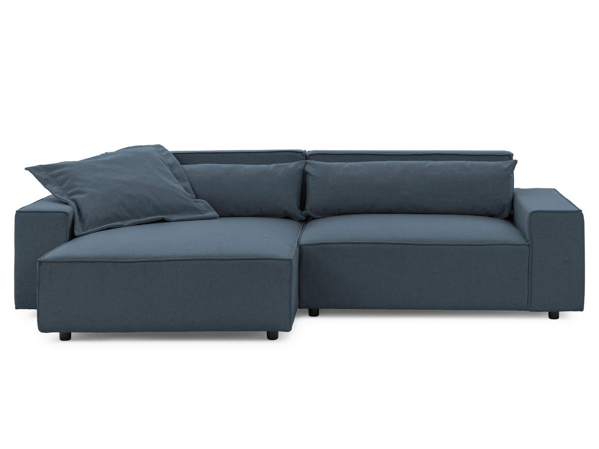 ECKSOFA Curduroy in Webstoff Blau Rückenkissen  251/142 cm  - Blau/Schwarz, Design, Kunststoff/Textil (251/142cm) - P & B