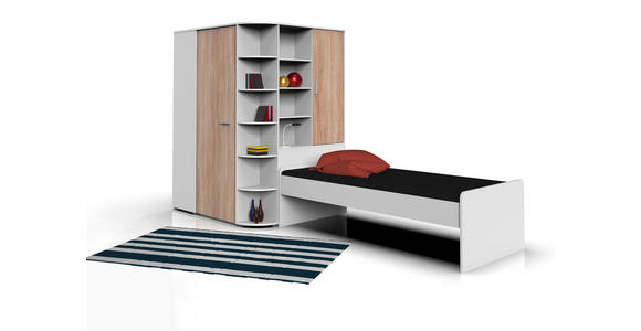 BEGEHBARER ECKSCHRANK 124/199/148 cm - Eichefarben/Alufarben, KONVENTIONELL, Holzwerkstoff/Kunststoff (124/199/148cm) - Carryhome