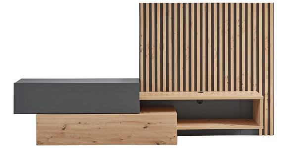 ANBAUWAND  in Grau, Eiche Artisan  288,5/152,5/42,5 cm  - Eiche Artisan/Grau, MODERN, Holzwerkstoff (288,5/152,5/42,5cm) - Carryhome