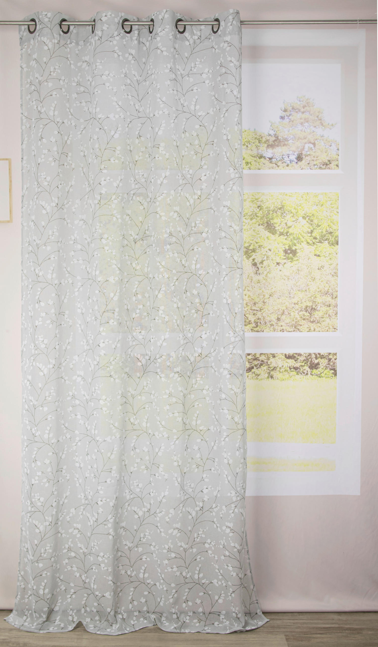 ÖSENSCHAL halbtransparent 140/245 cm   - Weiß/Grau, Natur, Textil (140/245cm)
