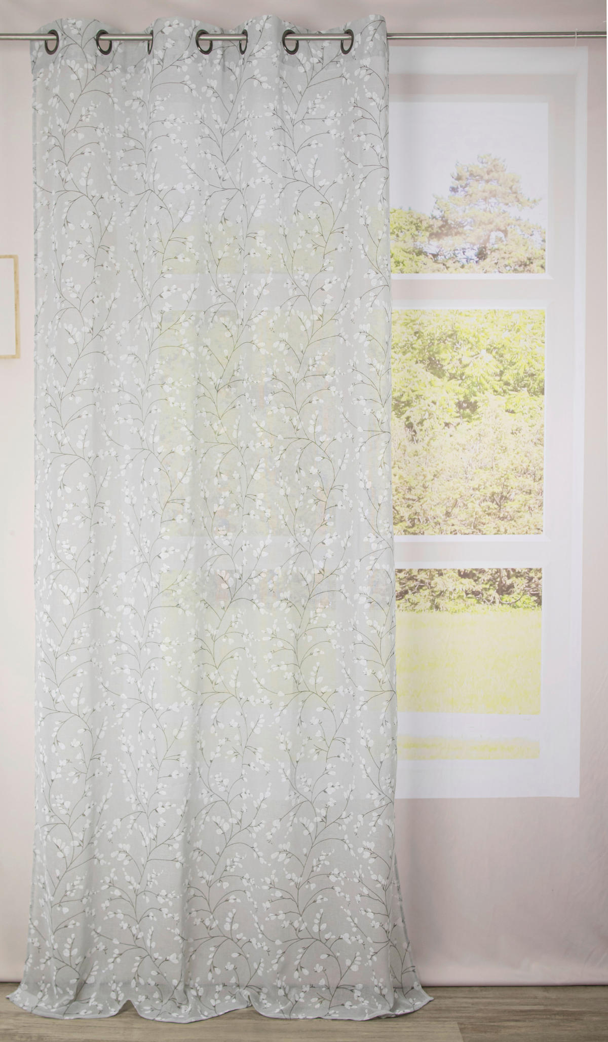 ÖSENSCHAL halbtransparent 140/245 cm   - Weiß/Grau, Natur, Textil (140/245cm)