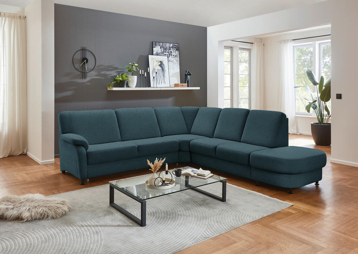 ECKSOFA Flachgewebe Opal  - Opal/Schwarz, Konventionell, Textil/Metall (269/287cm) - Beldomo System