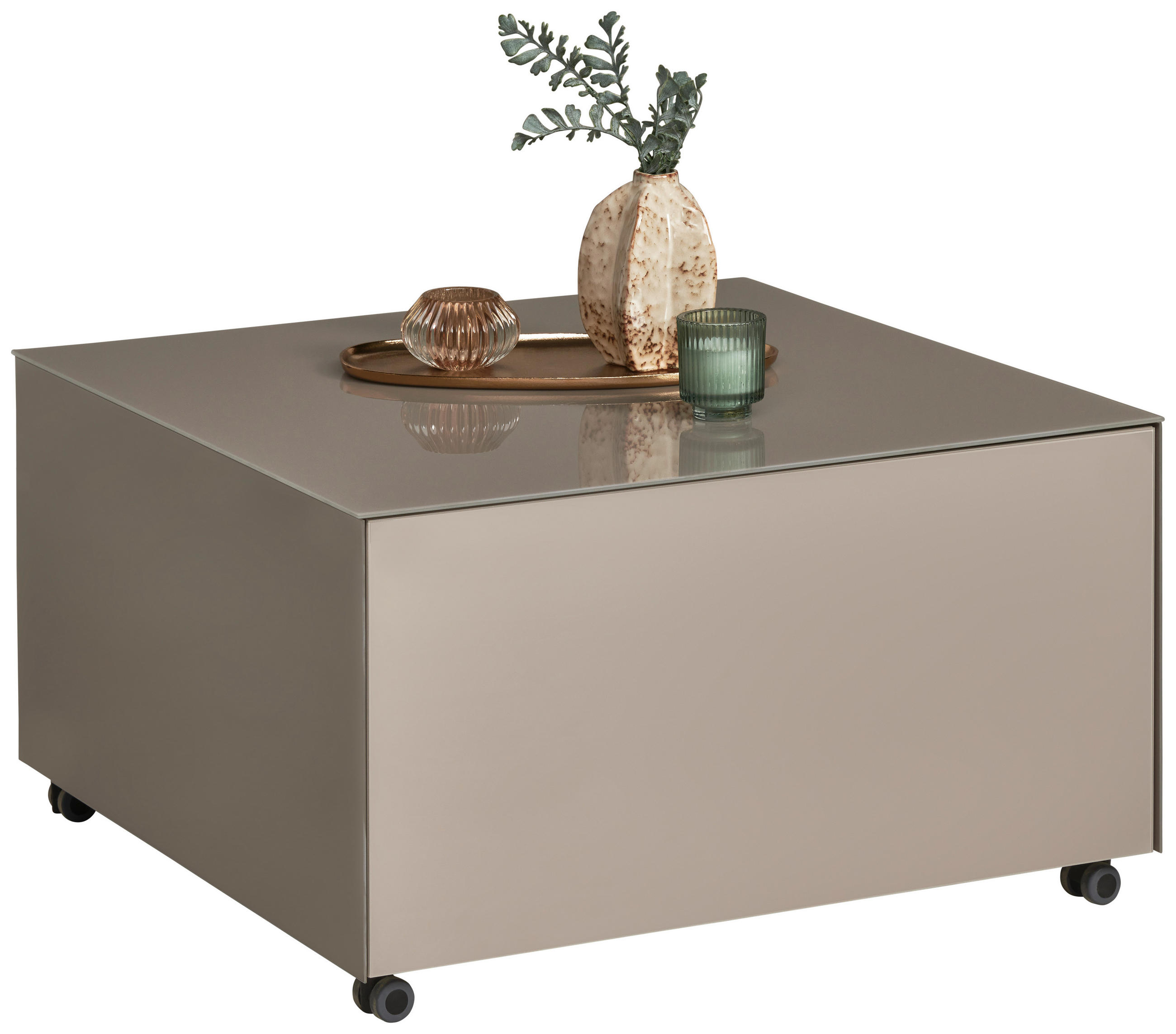 COUCHTISCH Flachglas 75/75/42 cm rechteckig Taupe  - Taupe, Design, Glas/Holzwerkstoff (75/75/42cm) - Novel