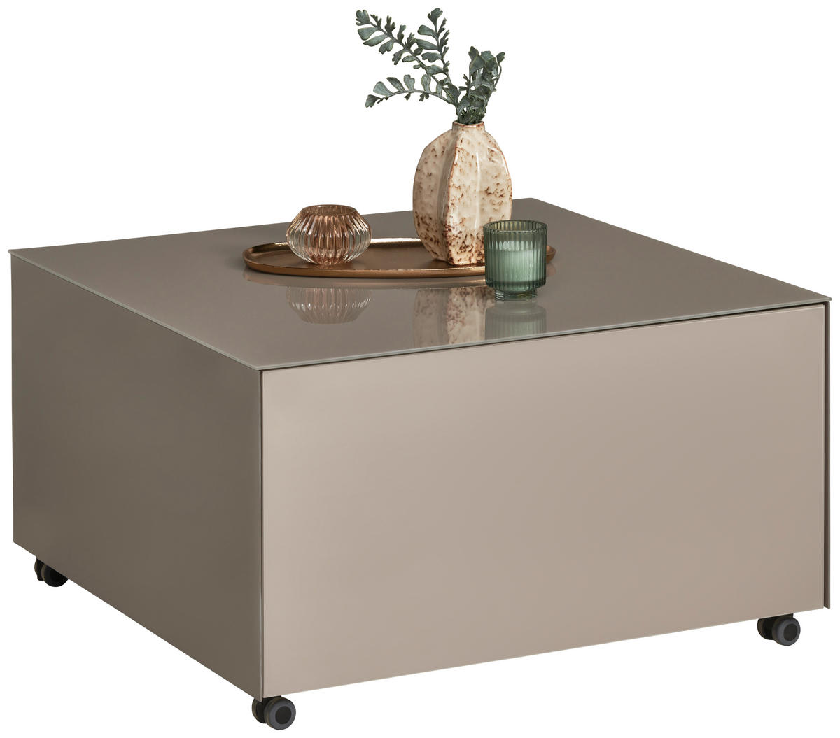 COUCHTISCH Flachglas 75/75/42 cm rechteckig Taupe  - Taupe, Design, Glas/Holzwerkstoff (75/75/42cm) - Novel