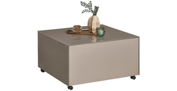 COUCHTISCH Flachglas 75/75/42 cm rechteckig Taupe  - Taupe, Design, Glas/Holzwerkstoff (75/75/42cm) - Novel