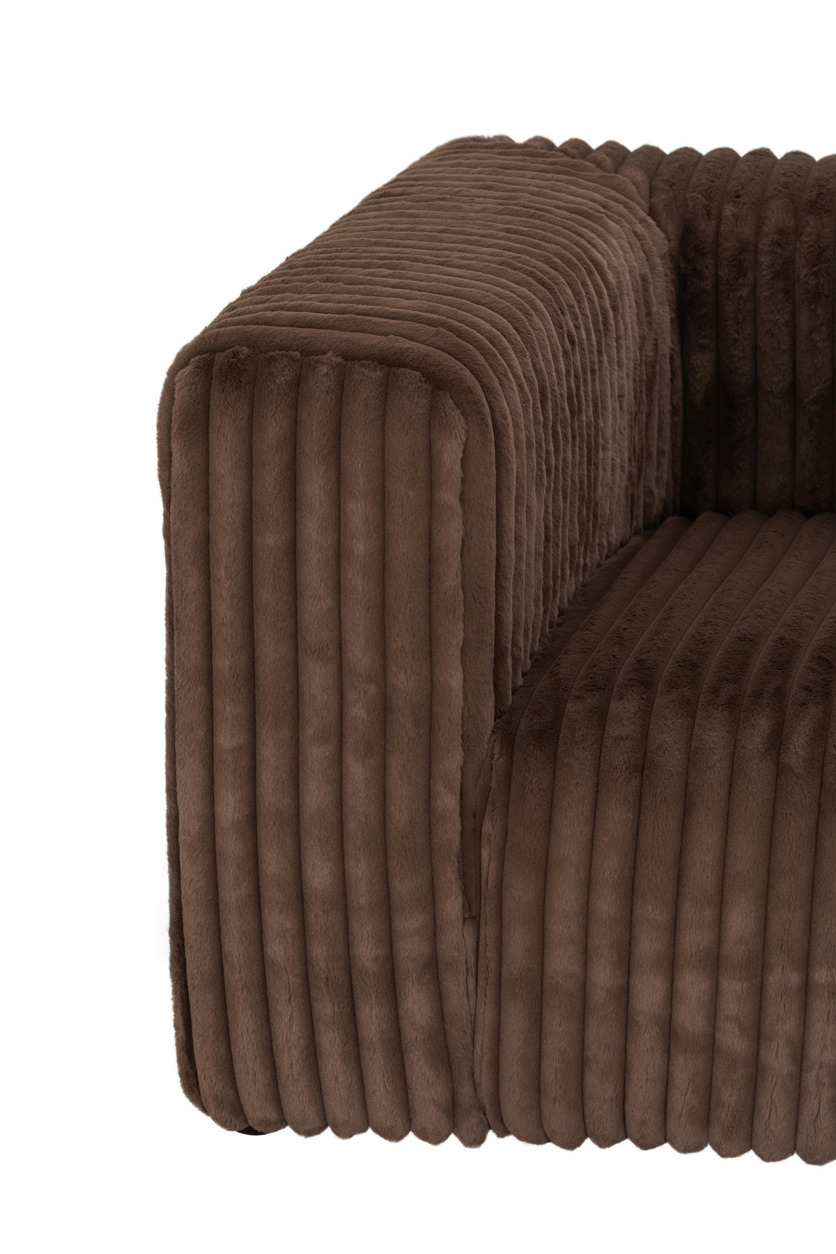 SOFA Cord Braun  - Schwarz/Braun, MODERN, Kunststoff/Textil (224/68/99cm) - MID.YOU
