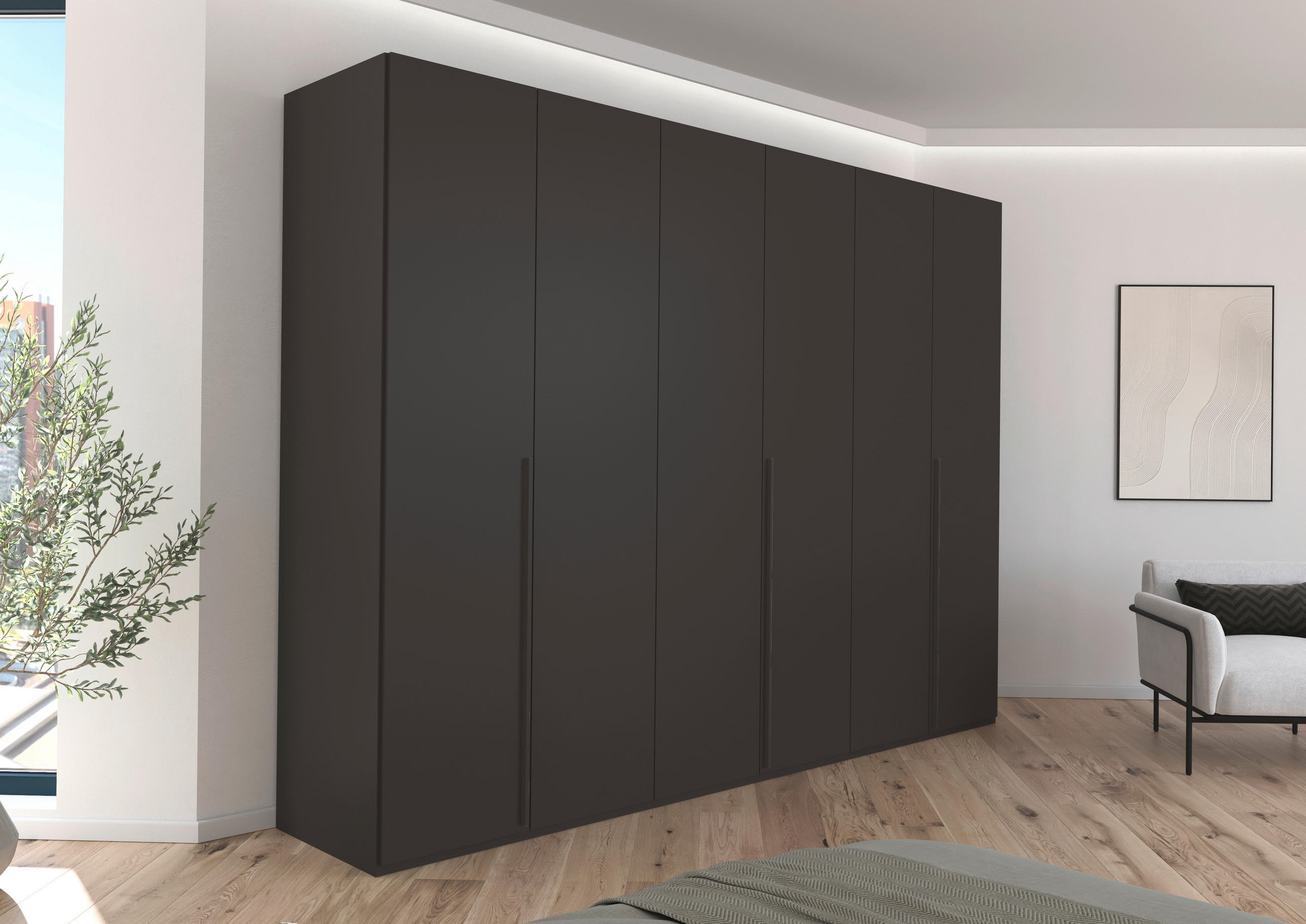 DREHTÜRENSCHRANK 301/223/60 cm 6-türig Graphitfarben  - Graphitfarben, Design, Holzwerkstoff/Metall (301/223/60cm) - home24