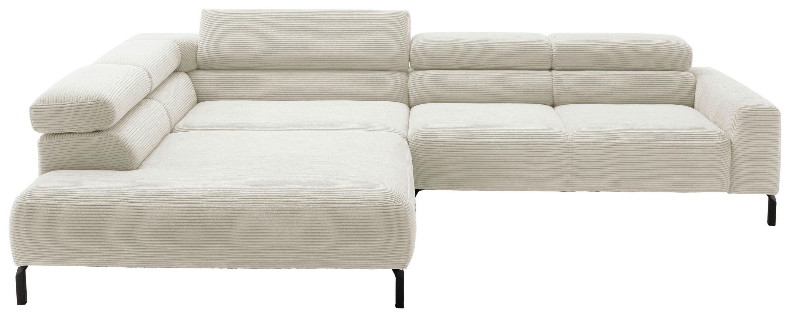 ECKSOFA inkl. Funktion in Cord Creme  - Creme/Schwarz, Modern, Textil/Metall (219/309cm) - Pure Home Lifestyle