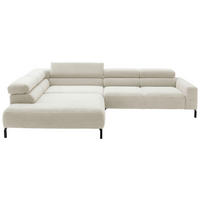ECKSOFA inkl. Funktion in Cord Creme  - Creme/Schwarz, Modern, Textil/Metall (219/309cm) - Pure Home Lifestyle