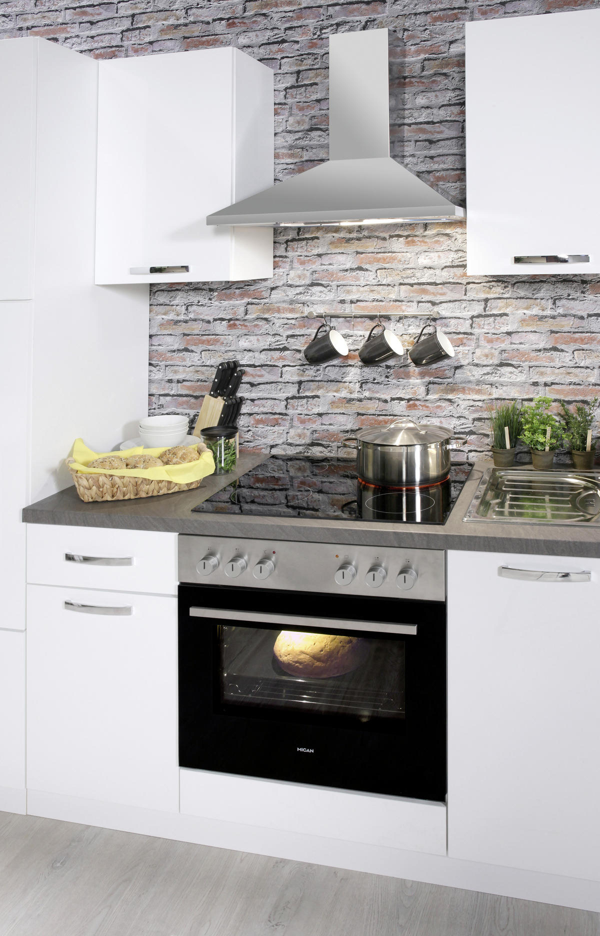 BLOK KUHINJA BEZ APARATA  bela  - bela, Moderno, pločasti materijal (240cm) - Xora