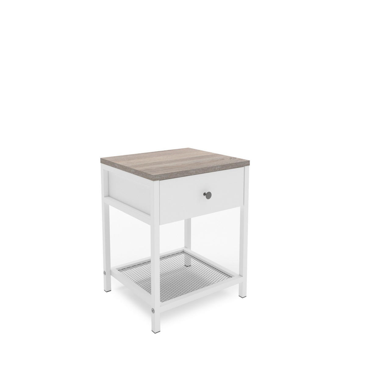 NOĆNI STOČIĆ bela, sonoma hrast  - sonoma hrast/bela, Osnovno, metal/pločasti materijal (40/51/38cm) - Carryhome
