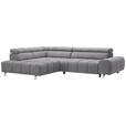 ECKSOFA in Webstoff Grau  - Silberfarben/Grau, Design, Textil/Metall (201/295cm) - Hom`in