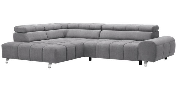 ECKSOFA in Webstoff Grau  - Silberfarben/Grau, Design, Textil/Metall (201/295cm) - Hom`in