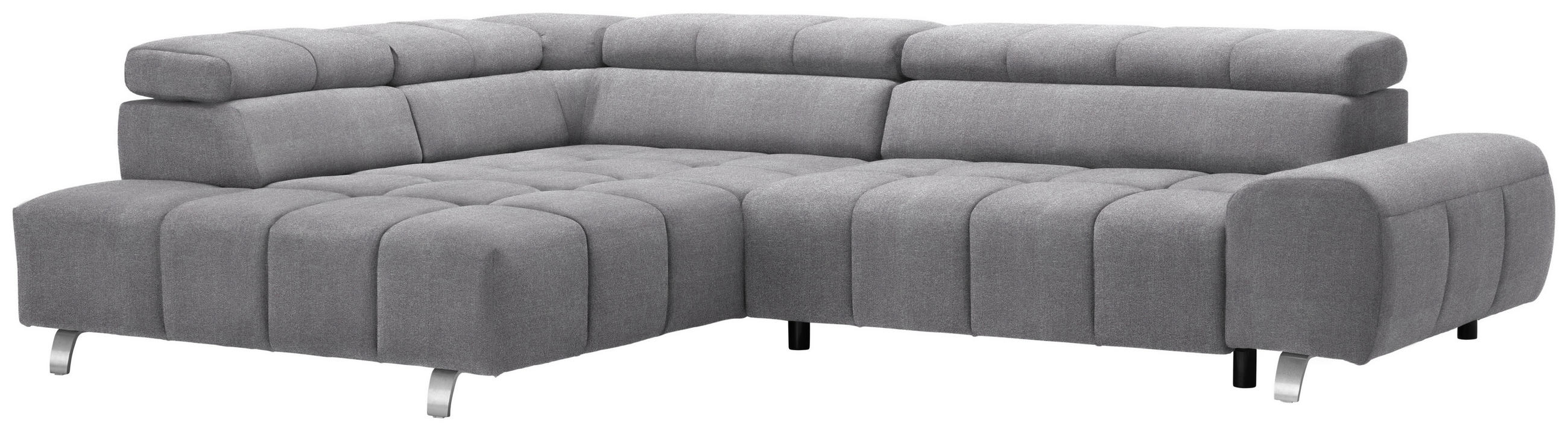 ECKSOFA Grau Webstoff  - Silberfarben/Grau, Design, Textil/Metall (201/295cm) - Hom`in