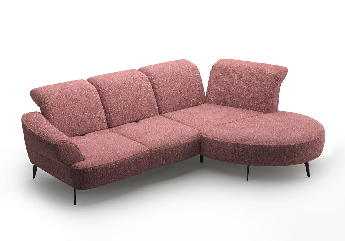ECKSOFA DANCE E Aubergine Chenille  - Aubergine/Schwarz, MODERN, Textil/Metall (313/208cm) - Sit & More