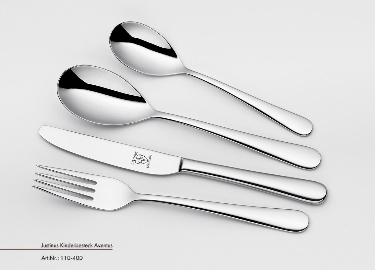 DETSKÝ PRÍBOR - farba ušľachtilej ocele, Basics, kov - Justinus