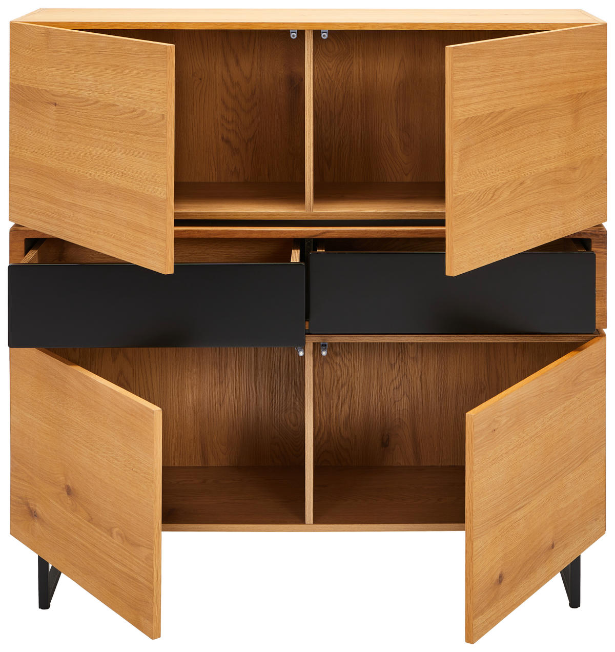 SIDEBOARD 120/119/40 cm  in Schwarz, Eichefarben  - Eichefarben/Schwarz, Design, Holz/Holzwerkstoff (120/119/40cm) - MID.YOU