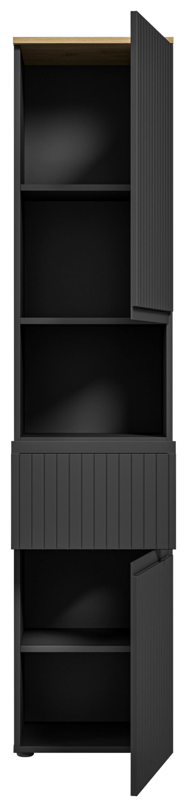 HOCHSCHRANK 40/181/31 cm  - Eichefarben/Schwarz, Modern, Holzwerkstoff/Kunststoff (40/181/31cm) - MID.YOU