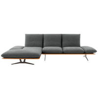 ECKSOFA in Flachgewebe Graubraun  159/314 cm  - Graubraun/Schwarz, Design, Holz/Textil (159/314cm) - Dieter Knoll