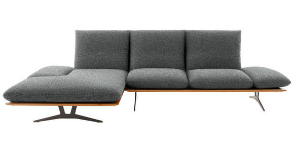 ECKSOFA  in Flachgewebe Graubraun Armteilverstellung, Kopfteilverstellung  159/314 cm  - Graubraun/Schwarz, Design, Holz/Textil (159/314cm) - Dieter Knoll