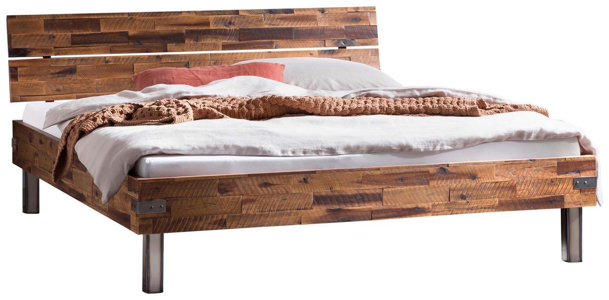 BETT 140/200 cm  in Braun, Akaziefarben  - Braun/Akaziefarben, MODERN, Holz/Metall (140/200cm) - Hasena