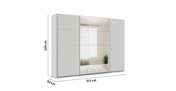 SCHWEBETÜRENSCHRANK  in Seidengrau  - Seidengrau/Alufarben, KONVENTIONELL, Glas/Holzwerkstoff (315/229/62cm) - Xora