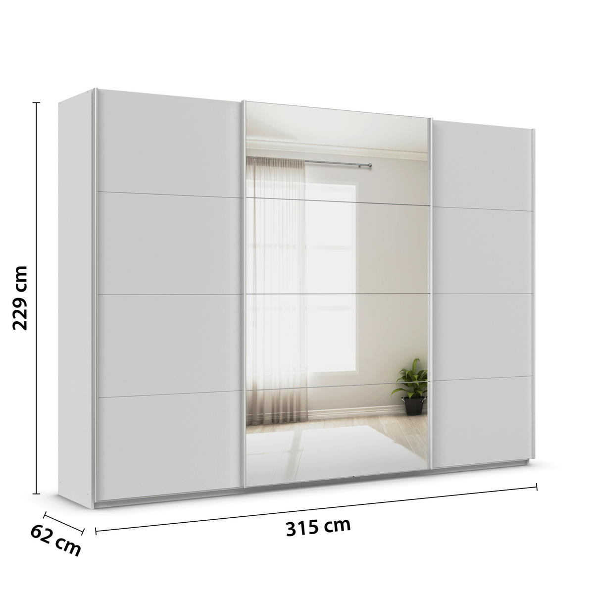 SCHWEBETÜRENSCHRANK  in Seidengrau  - Seidengrau/Alufarben, KONVENTIONELL, Glas/Holzwerkstoff (315/229/62cm) - Xora