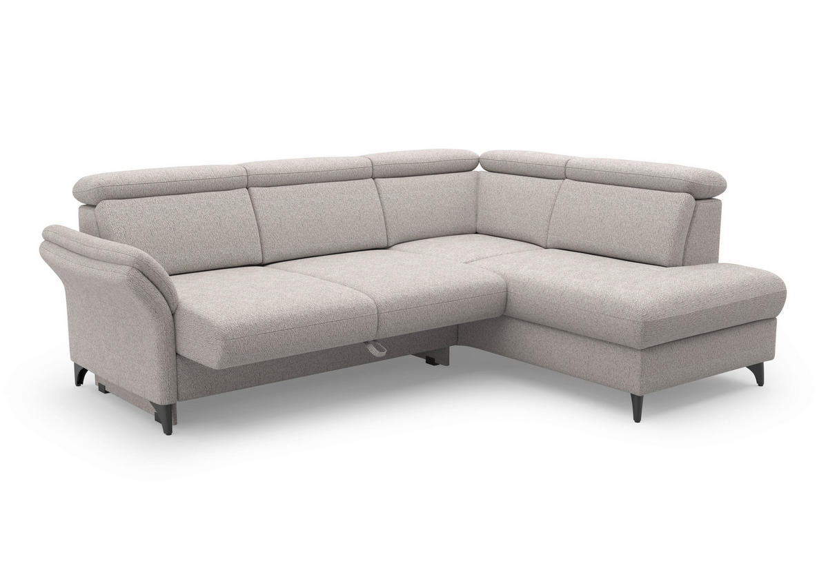 ECKSOFA GLENDALE E in Chenille Silberfarben  247/193 cm  - Silberfarben/Schwarz, KONVENTIONELL, Textil/Metall (247/193cm) - Sit & More