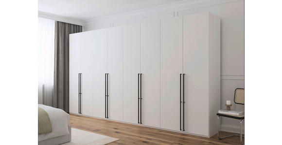 DREHTÜRENSCHRANK 400/235/61 cm,  in Weiß, 8-türig  - Schwarz/Weiß, Basics, Holzwerkstoff/Metall (400/235/61cm) - Novel