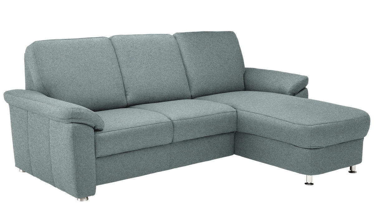 ECKSOFA in Webstoff Salbeigrün  - Chromfarben/Salbeigrün, Konventionell, Textil/Metall (220/163cm) - Beldomo System