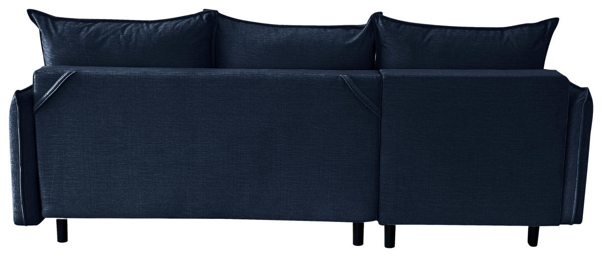 ECKSOFA in Flachgewebe Blau  170/235 cm  - Blau/Schwarz, Design, Holz/Kunststoff (170/235cm) - MID.YOU
