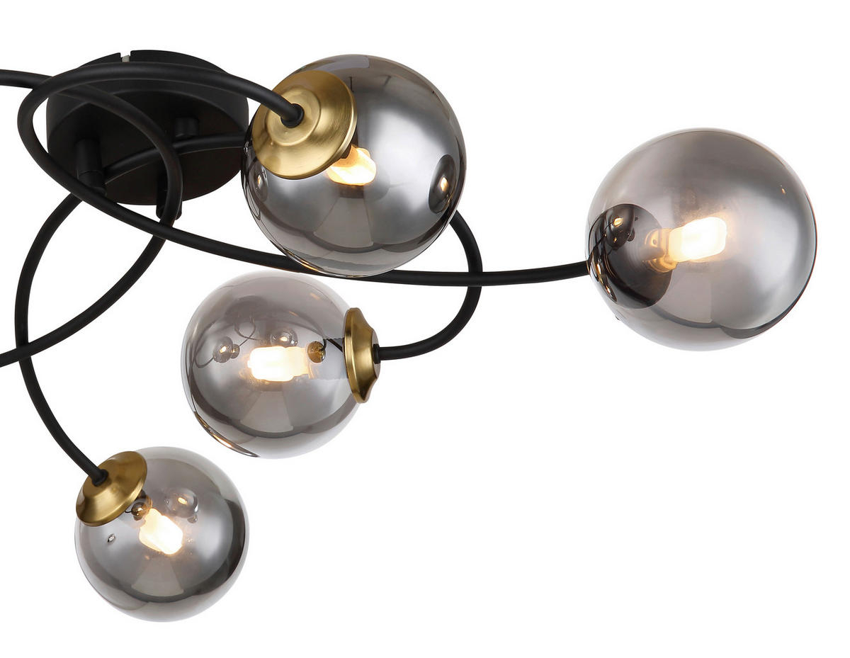 TAKLAMPA JORGE 52/45/17,5 cm  - mässingsfärgad/grå, Design, metall/glas (52/45/17,5cm) - Globo