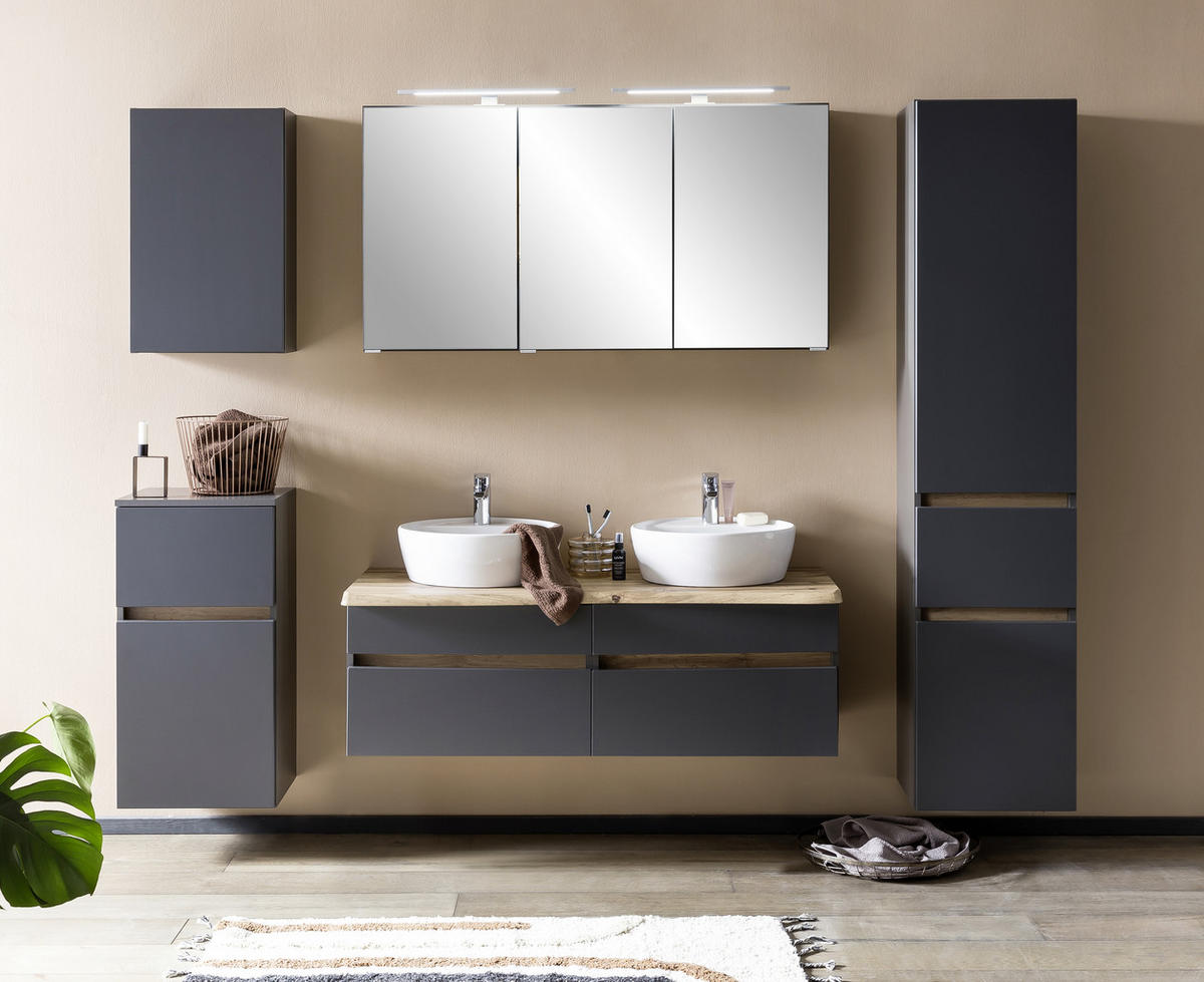 HÄNGESCHRANK 40/64/20 cm  - Graphitfarben/Grau, Natur, Holzwerkstoff (40/64/20cm) - Xora