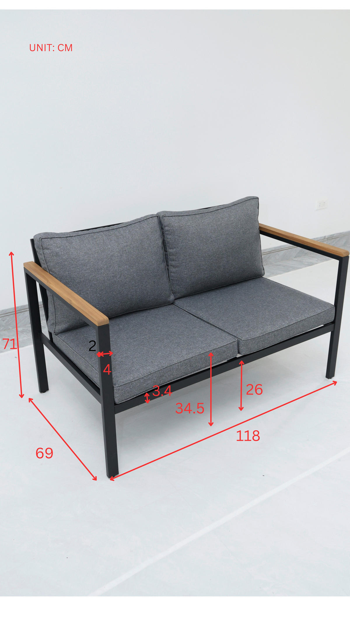 GARTENSET 4-teilig  - Schwarz/Grau, KONVENTIONELL, Holz/Textil - Ambia Garden