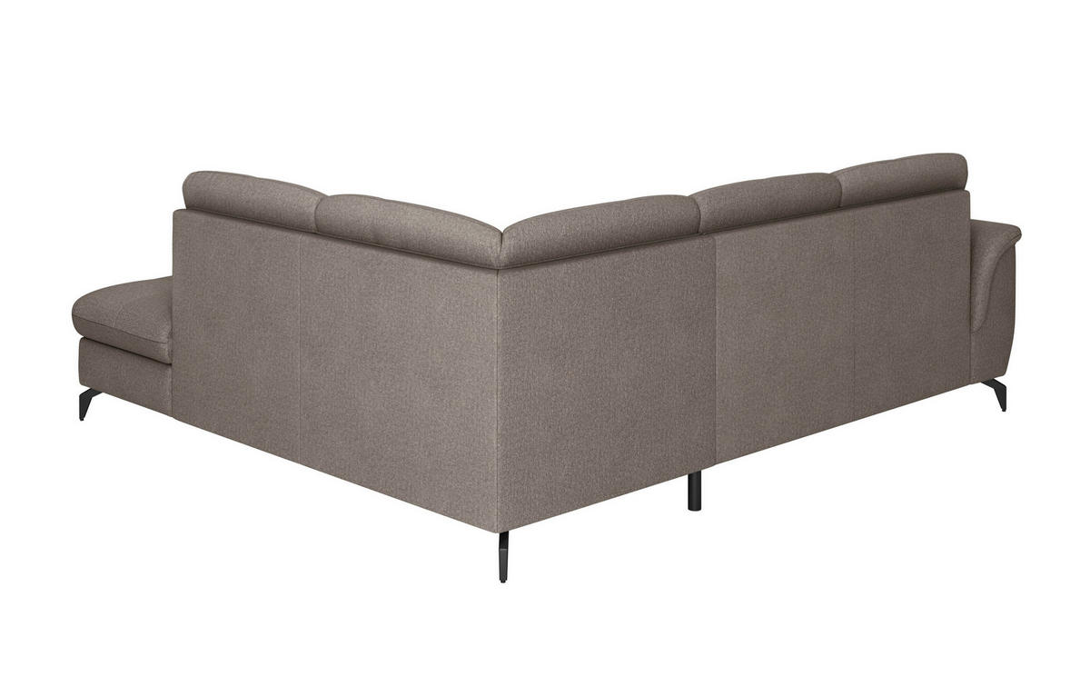 ECKSOFA ZORA E Schlammfarben Flachgewebe  - Schlammfarben/Schwarz, MODERN, Textil/Metall (244/212cm) - Sit & More