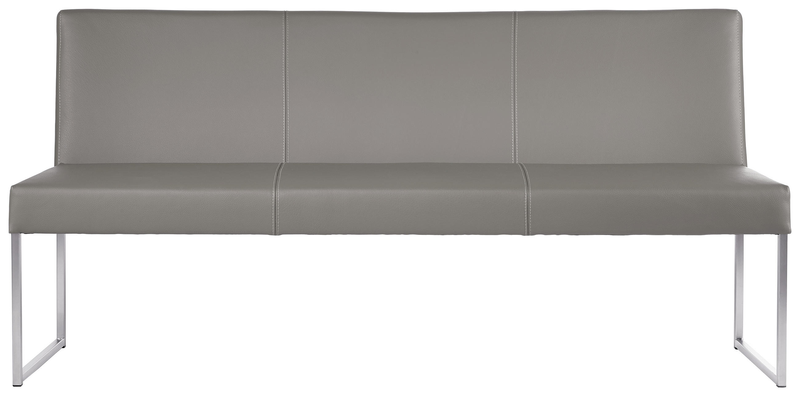 SITZBANK 180/86/47 cm Echtleder Edelstahlfarben, Hellgrau Metall  - Edelstahlfarben/Hellgrau, Design, Leder/Metall (180/86/47cm) - Musterring